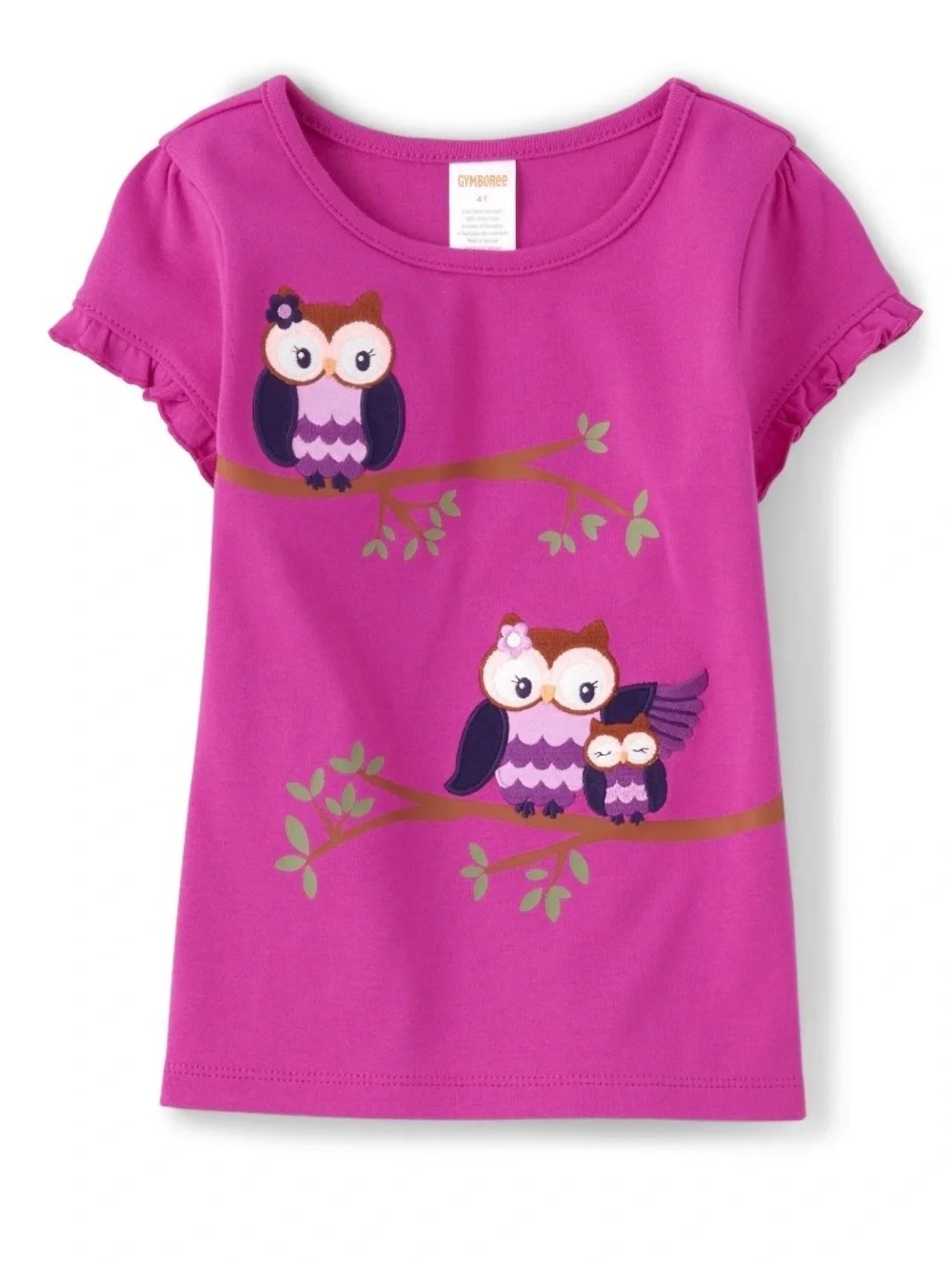 Gymboree Girls ‘Magical Meadow’ Magenta Owl Tee Size 5T